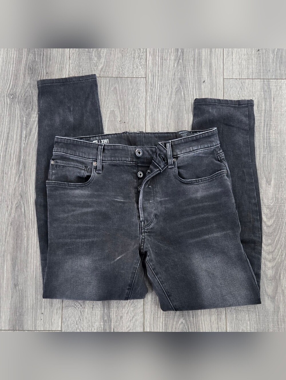 G-Star RAW 3301 Slim Jeans Men’s 32x32 Black Faded Denim.